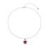 Silverfärgat halsband, rött hjärta med taggar - 42+7 cm