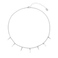 Silverfärgat halsband, pärldroppar och taggar - 42+5 cm