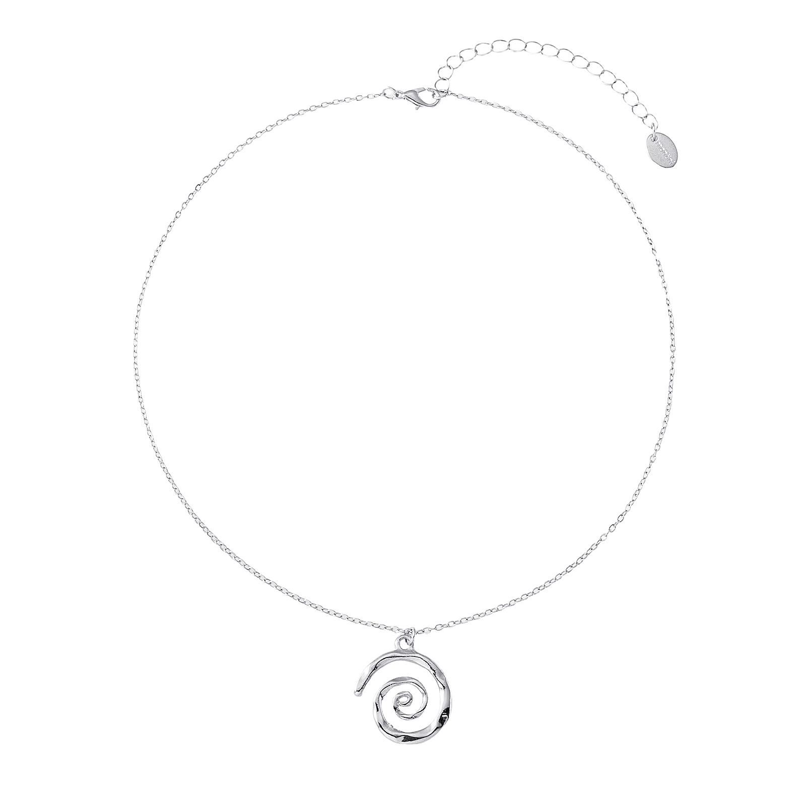 Silverfärgat halsband, spiralformat hängsmycke - 42+7 cm