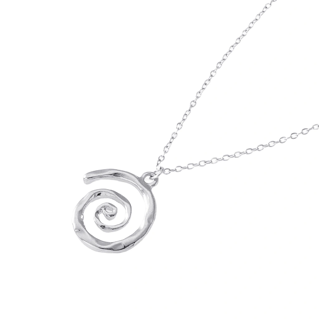 Silverfärgat halsband, spiralformat hängsmycke - 42+7 cm