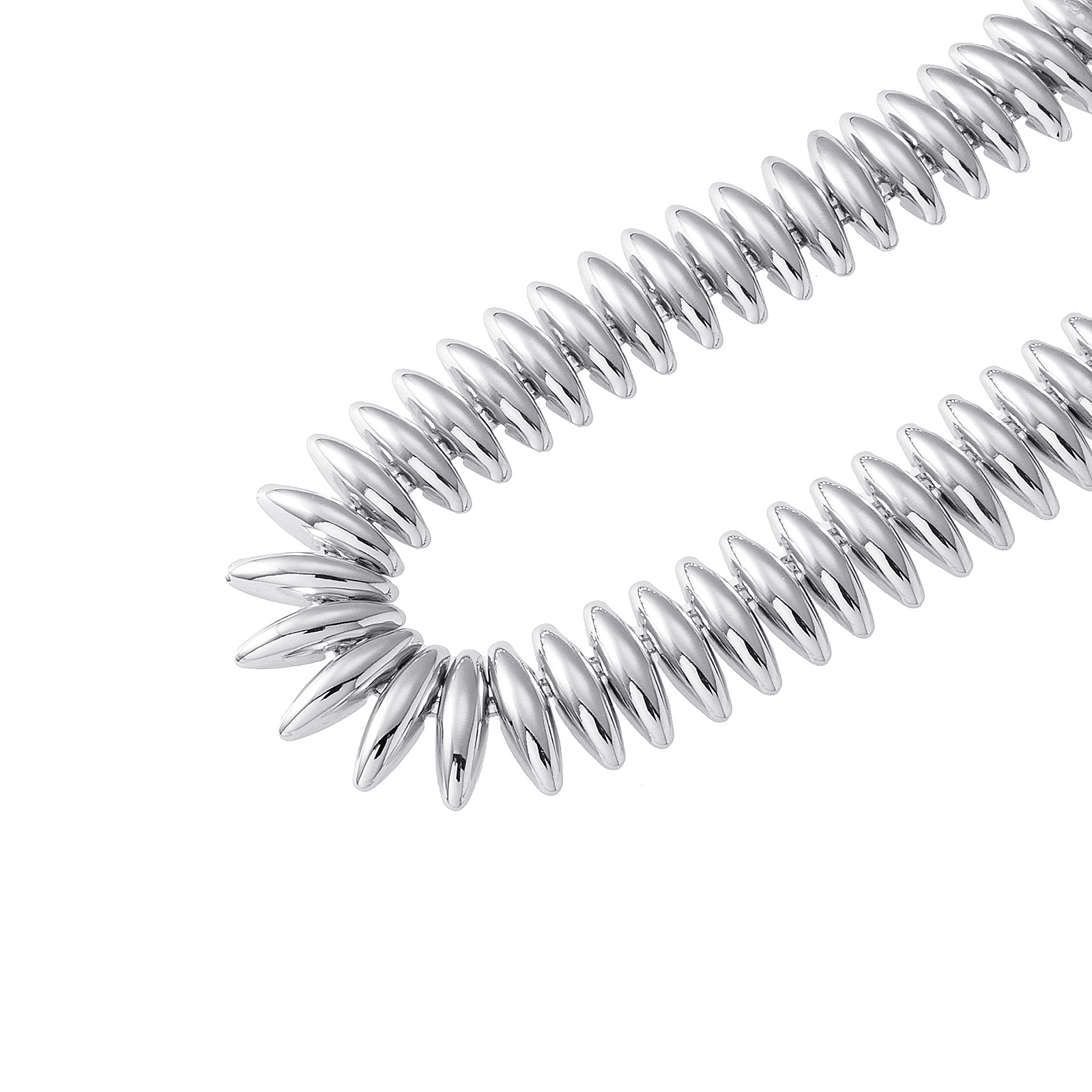 Silverfärgat halsband, ovala taggar - 42+7 cm