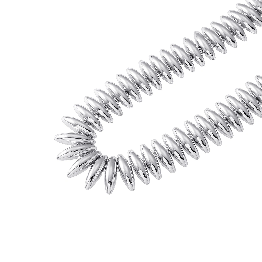 Silverfärgat halsband, ovala taggar - 42+7 cm