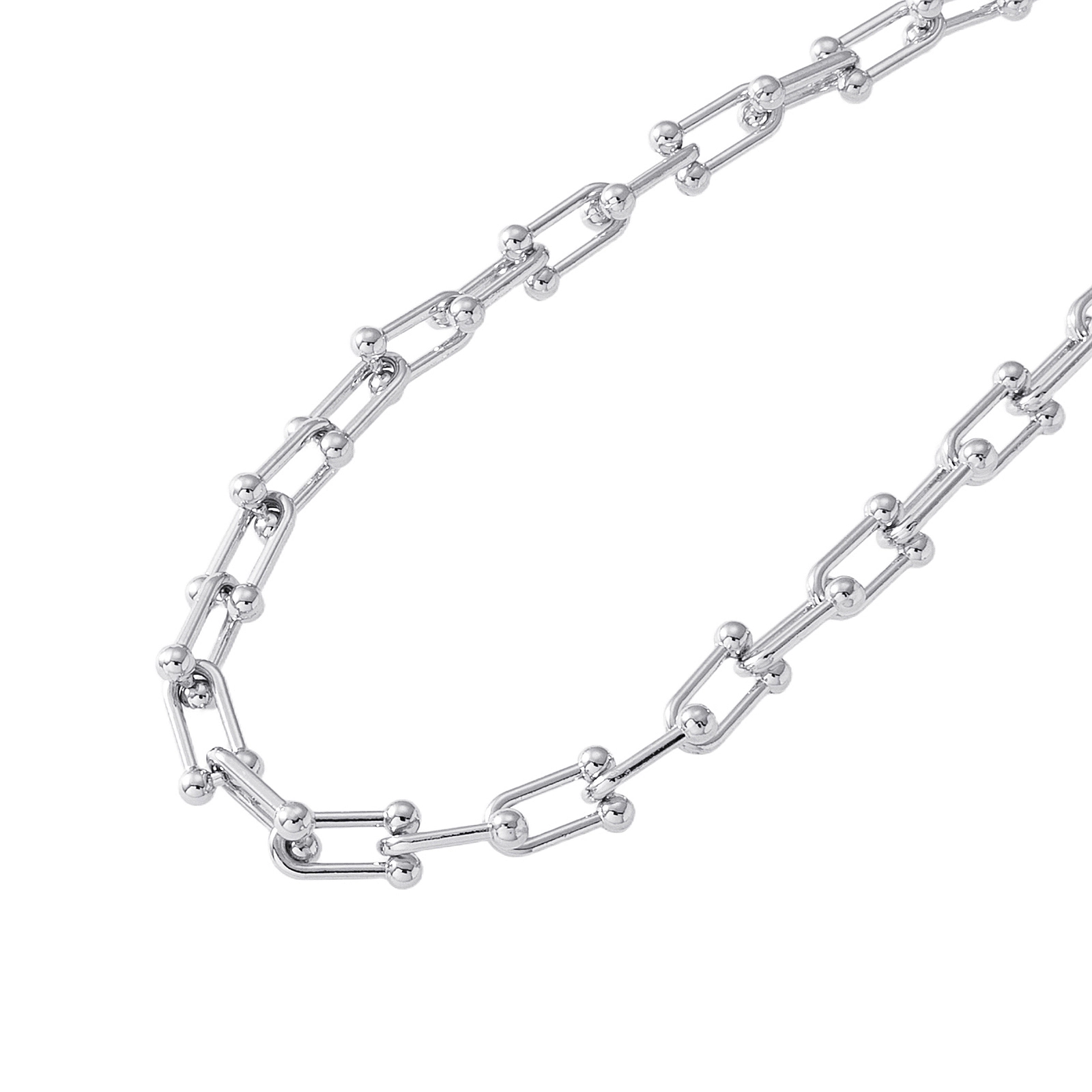 Silverfärgat halsband, kedja med u-länkar - 42+7 cm