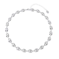 Silverfärgat halsband, kedja med kaffebönslänkar - 42+7 cm