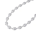Silverfärgat halsband, kedja med kaffebönslänkar - 42+7 cm
