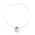 Silverfärgat halsband, vågig rund platta - 70+7 cm