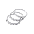 Silverfärgade ringar, 3-pack med glasstenar - Stl 18