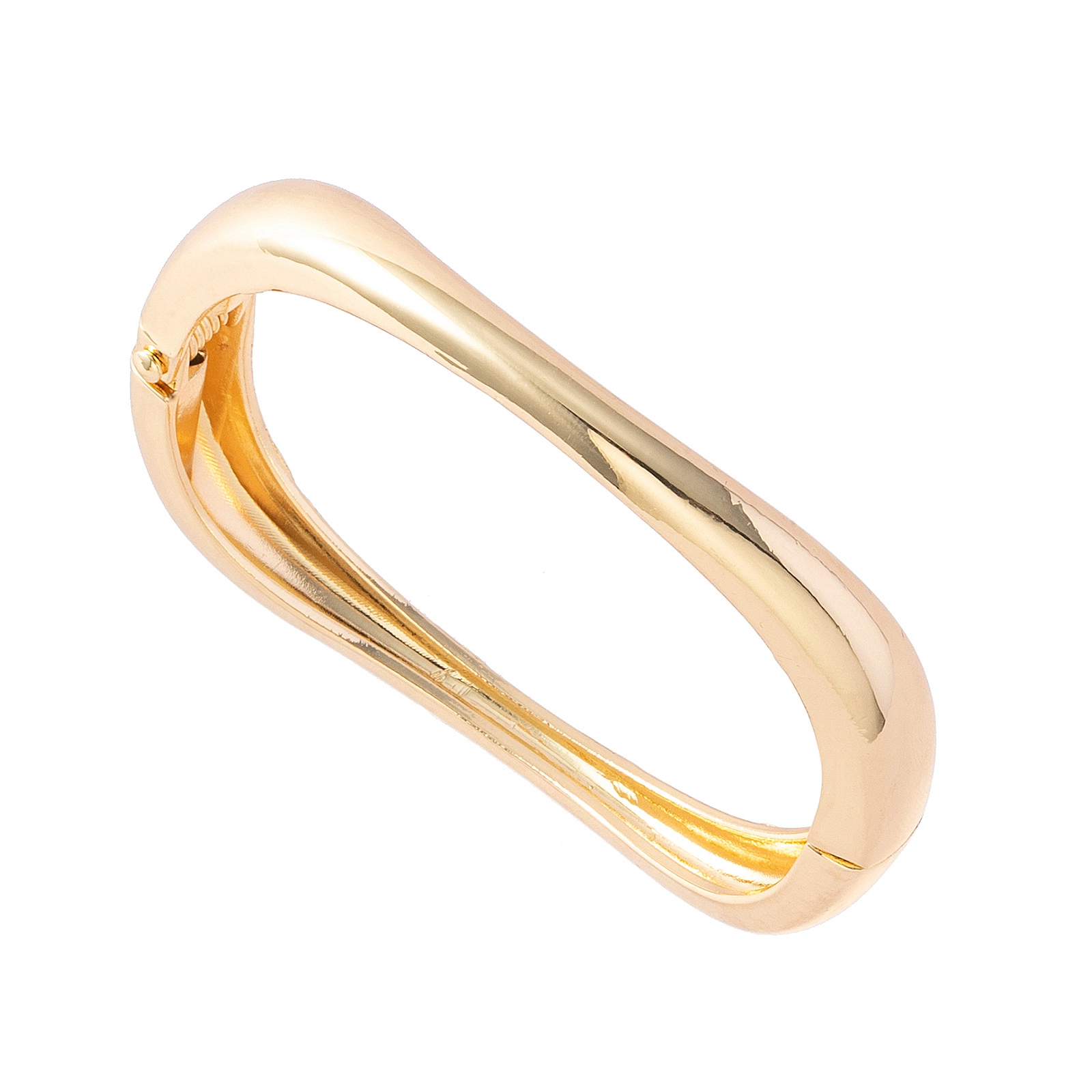 Guldfärgat armband, stelt med vågig form - 7x6 cm