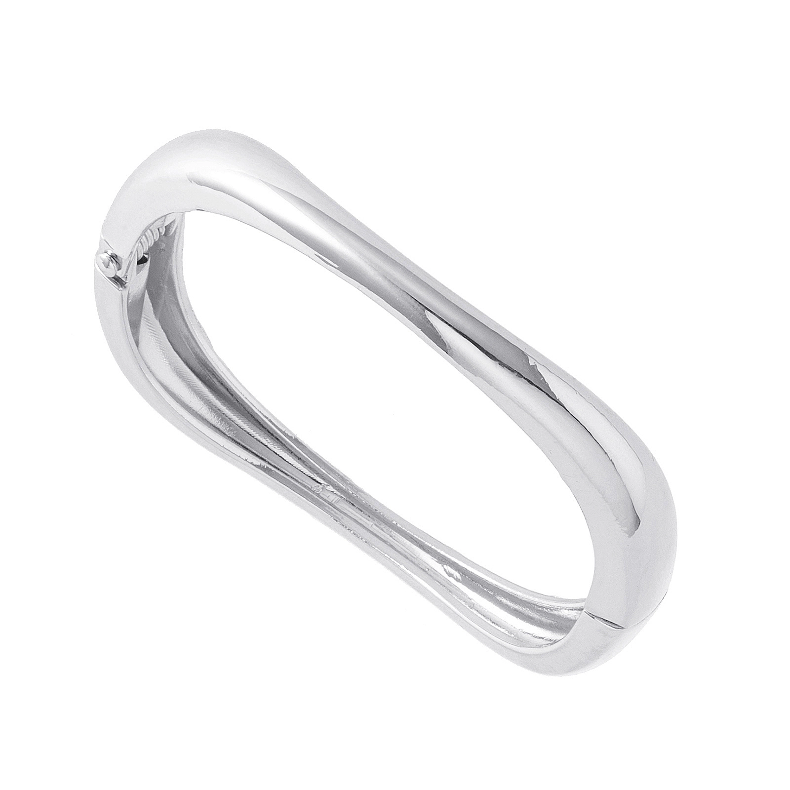 Silverfärgat armband, stelt med vågig form - 7x6 cm