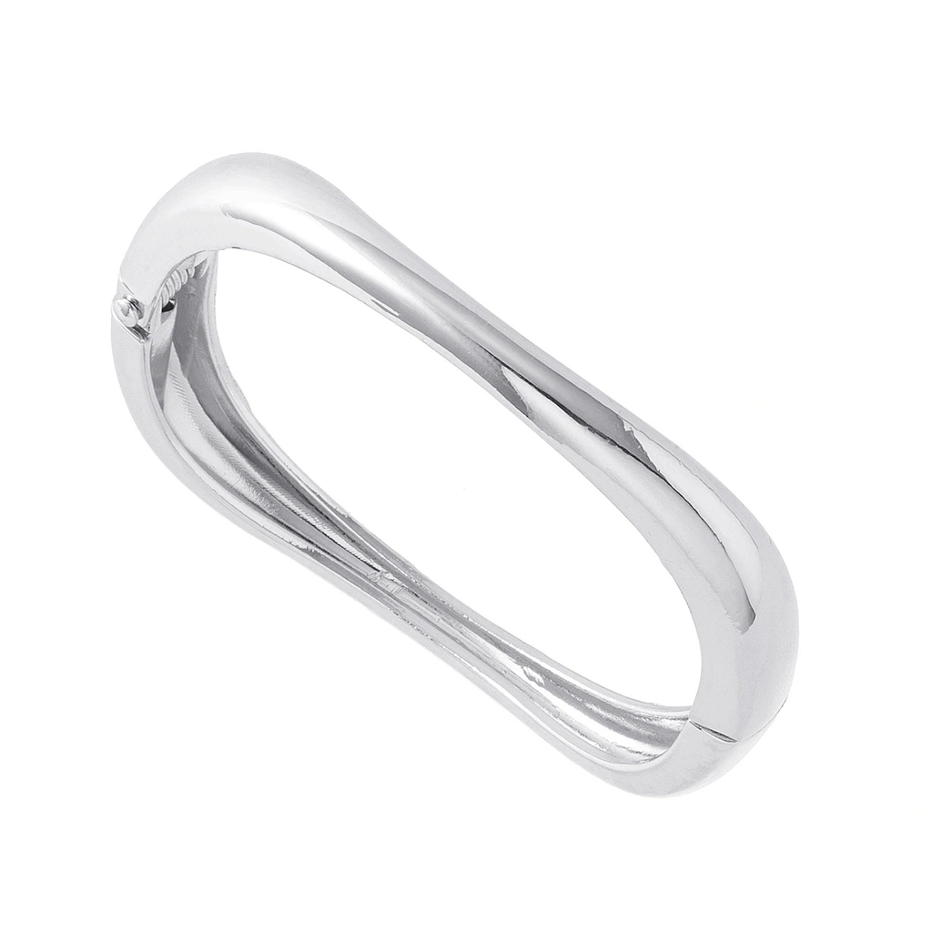 Silverfärgat armband, stelt med vågig form - 7x6 cm
