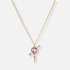 Guldfärgat halsband, rosa hjärta med nit - 42+7cm