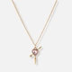 Guldfärgat halsband, rosa hjärta med nit - 42+7cm