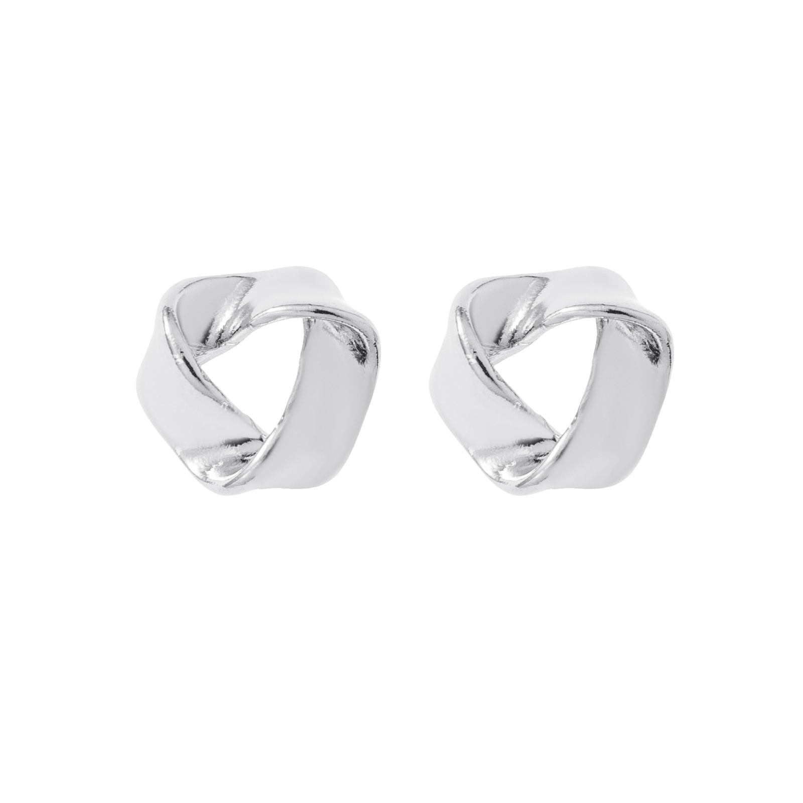 Silverfärgade örhängen, tvinnade ringar studs - 1,7x1,7 cm
