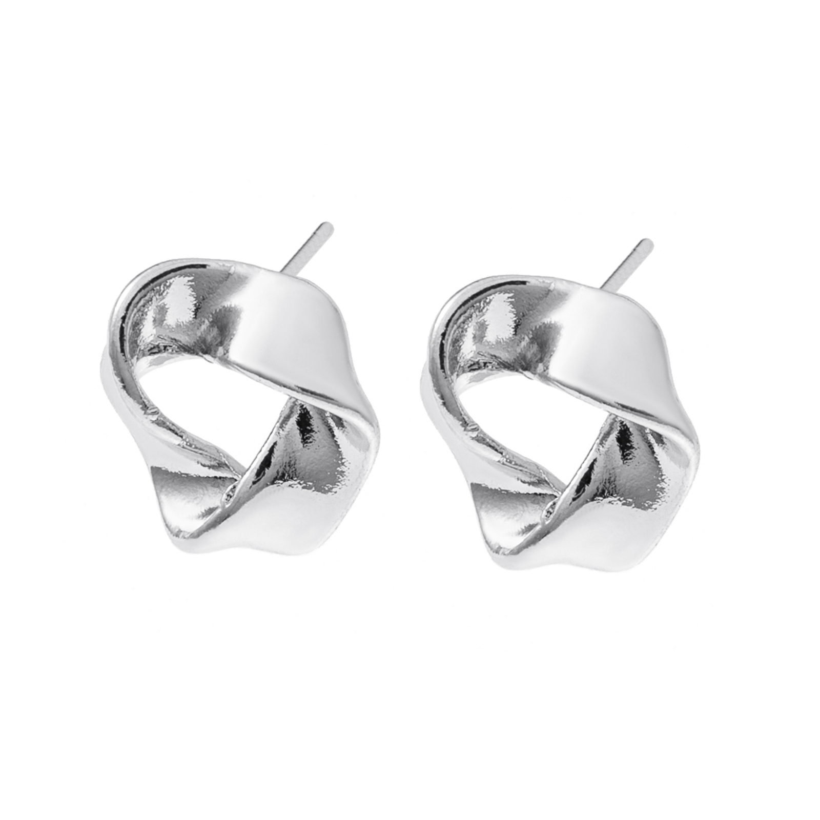 Silverfärgade örhängen, tvinnade ringar studs - 1,7x1,7 cm