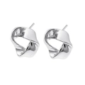 Silverfärgade örhängen, tvinnade ringar studs - 1,7x1,7 cm
