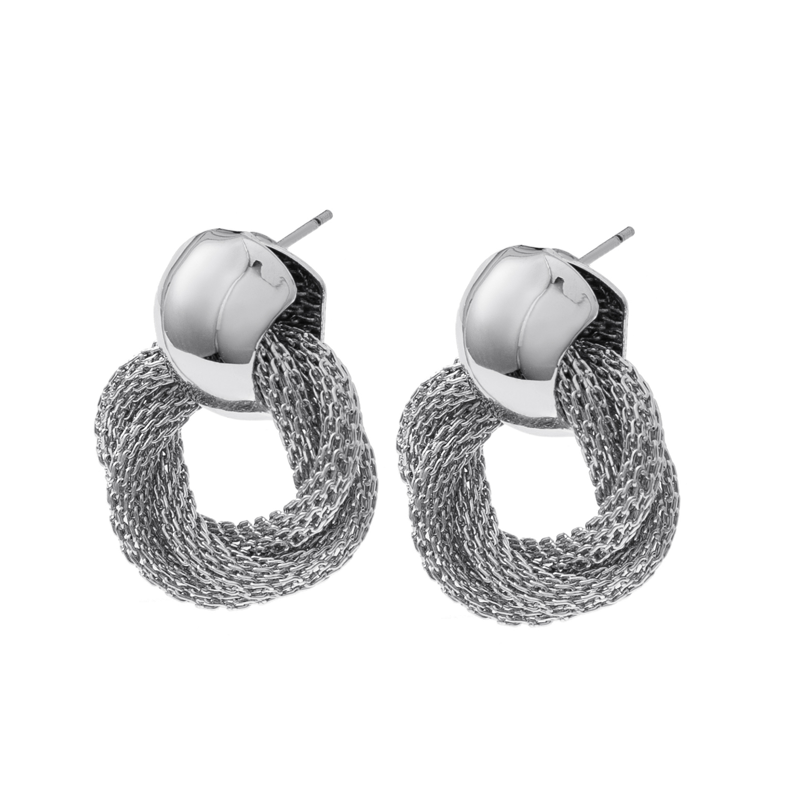 Silverfärgade örhängen, door knocker med mesh - 2,2x2,5 cm