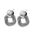 Silverfärgade örhängen, door knocker med mesh - 2,2x2,5 cm