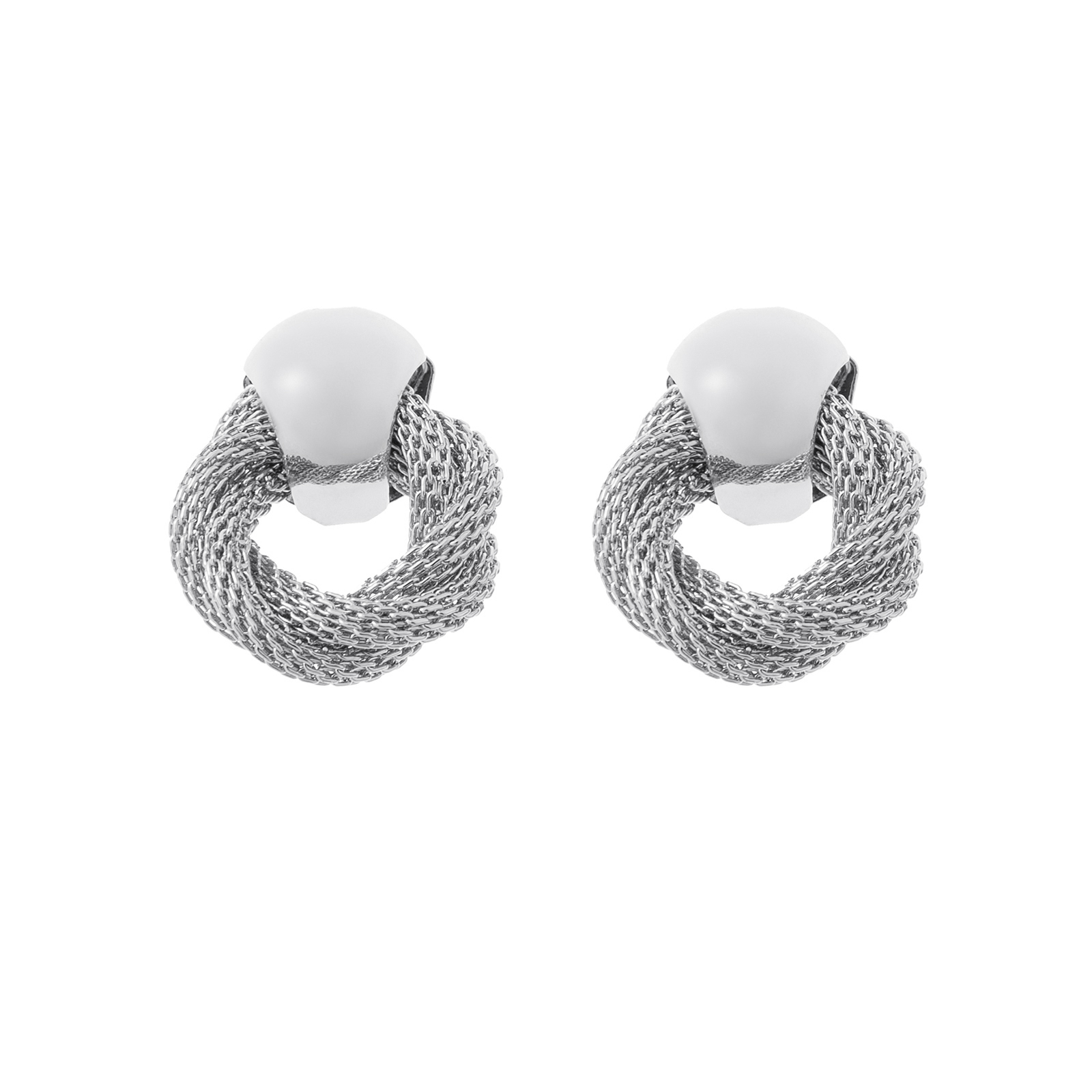 Silverfärgade örhängen, door knocker med mesh - 2,2x2,5 cm
