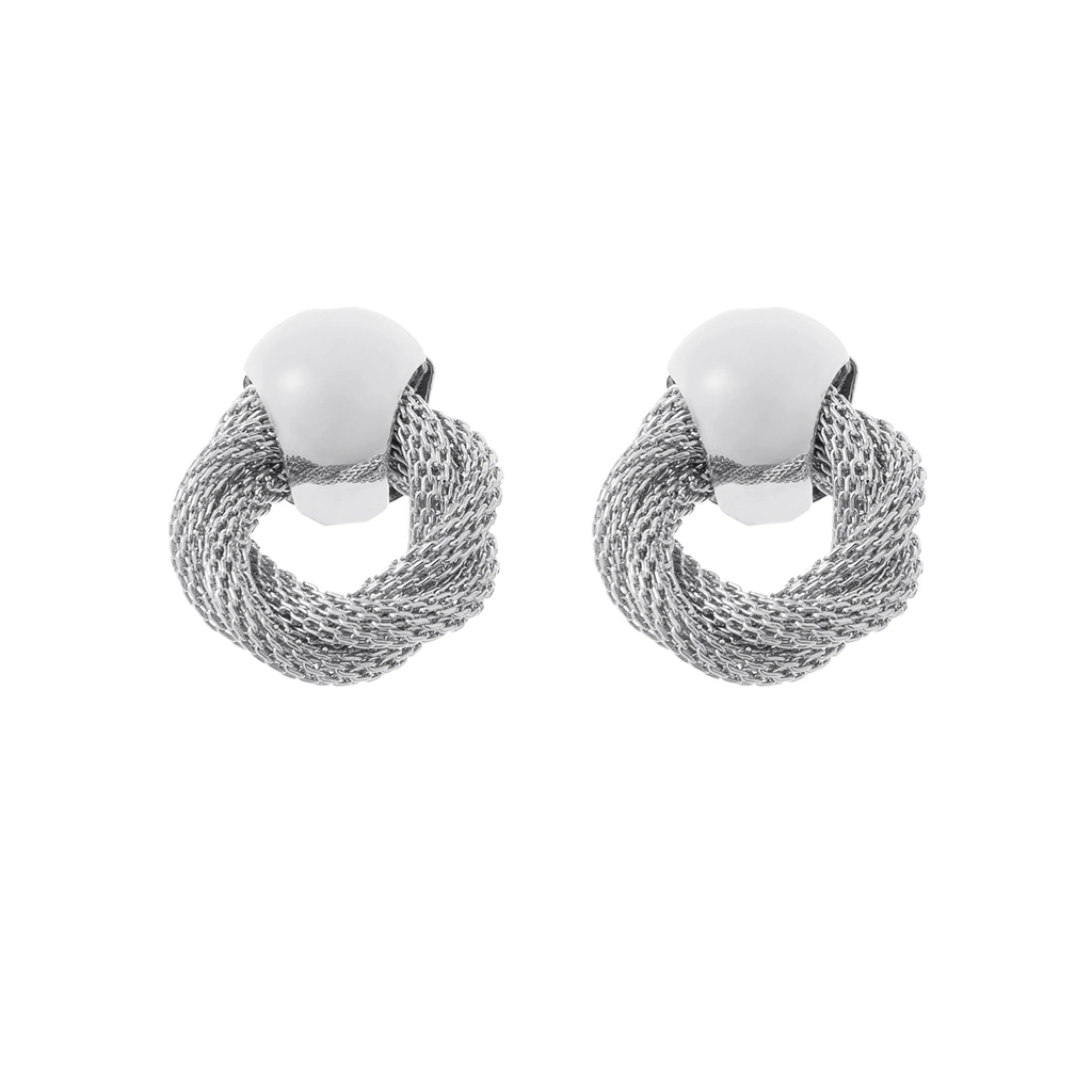 Silverfärgade örhängen, door knocker med mesh - 2,2x2,5 cm