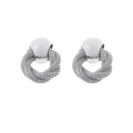 Silverfärgade örhängen, door knocker med mesh - 2,2x2,5 cm