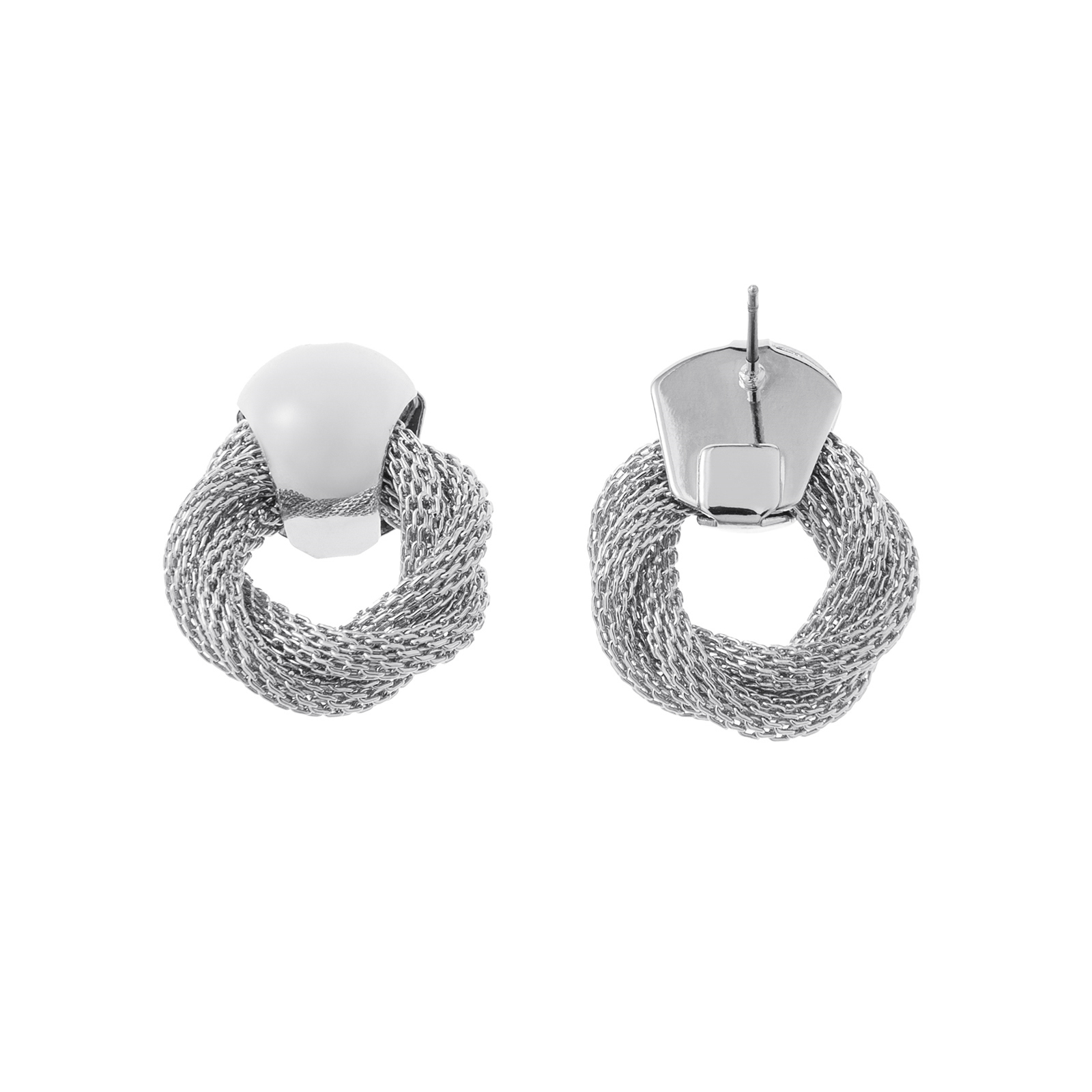 Silverfärgade örhängen, door knocker med mesh - 2,2x2,5 cm