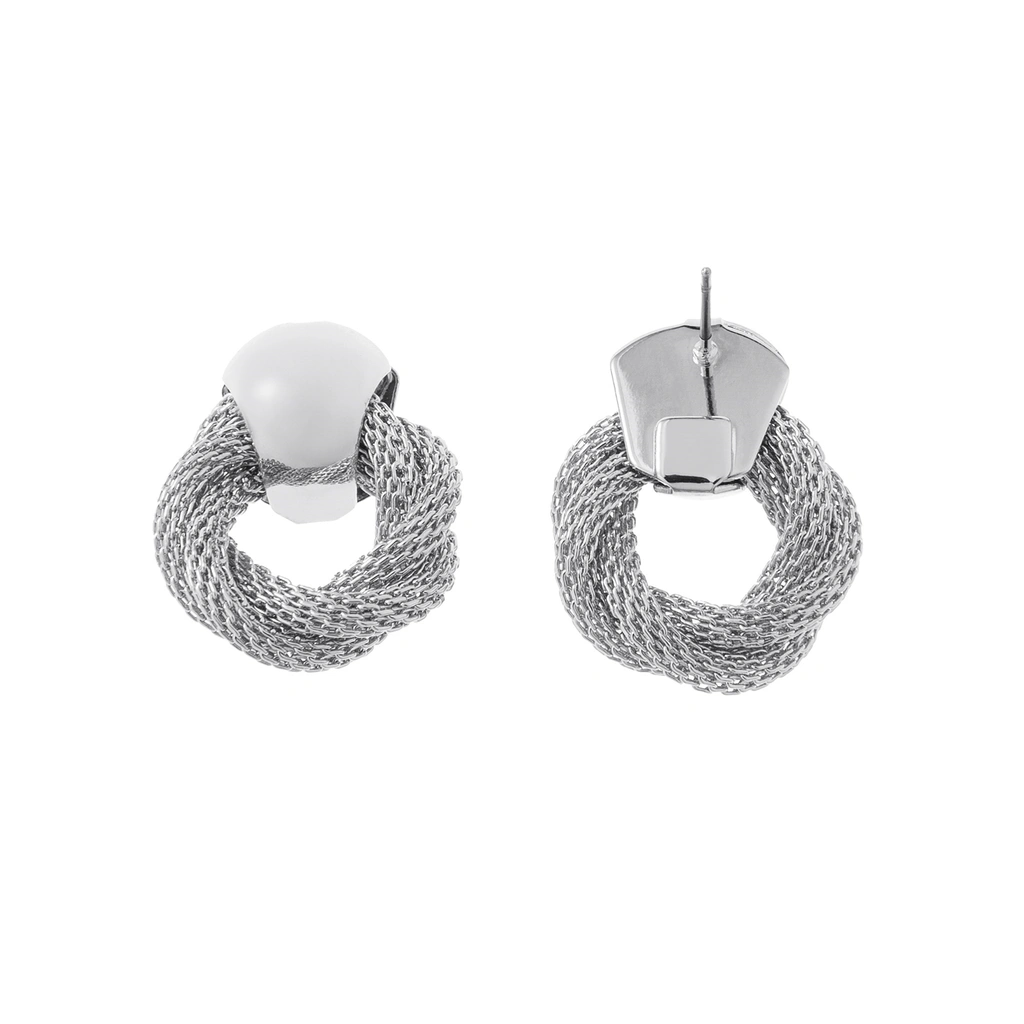Silverfärgade örhängen, door knocker med mesh - 2,2x2,5 cm
