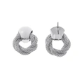 Silverfärgade örhängen, door knocker med mesh - 2,2x2,5 cm