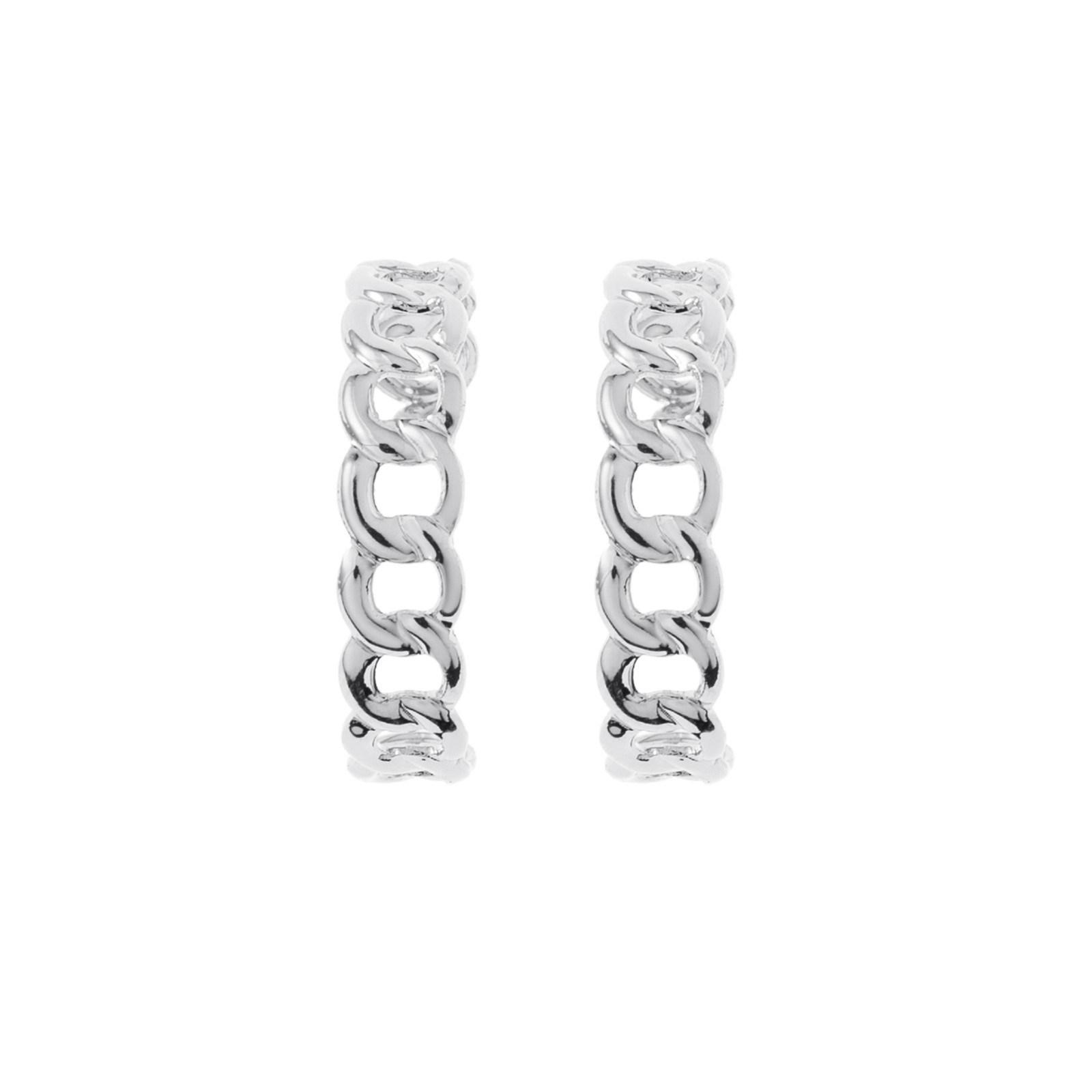 Silverfärgade örhängen, kedjeformade C-hoops - 0,5x2 cm