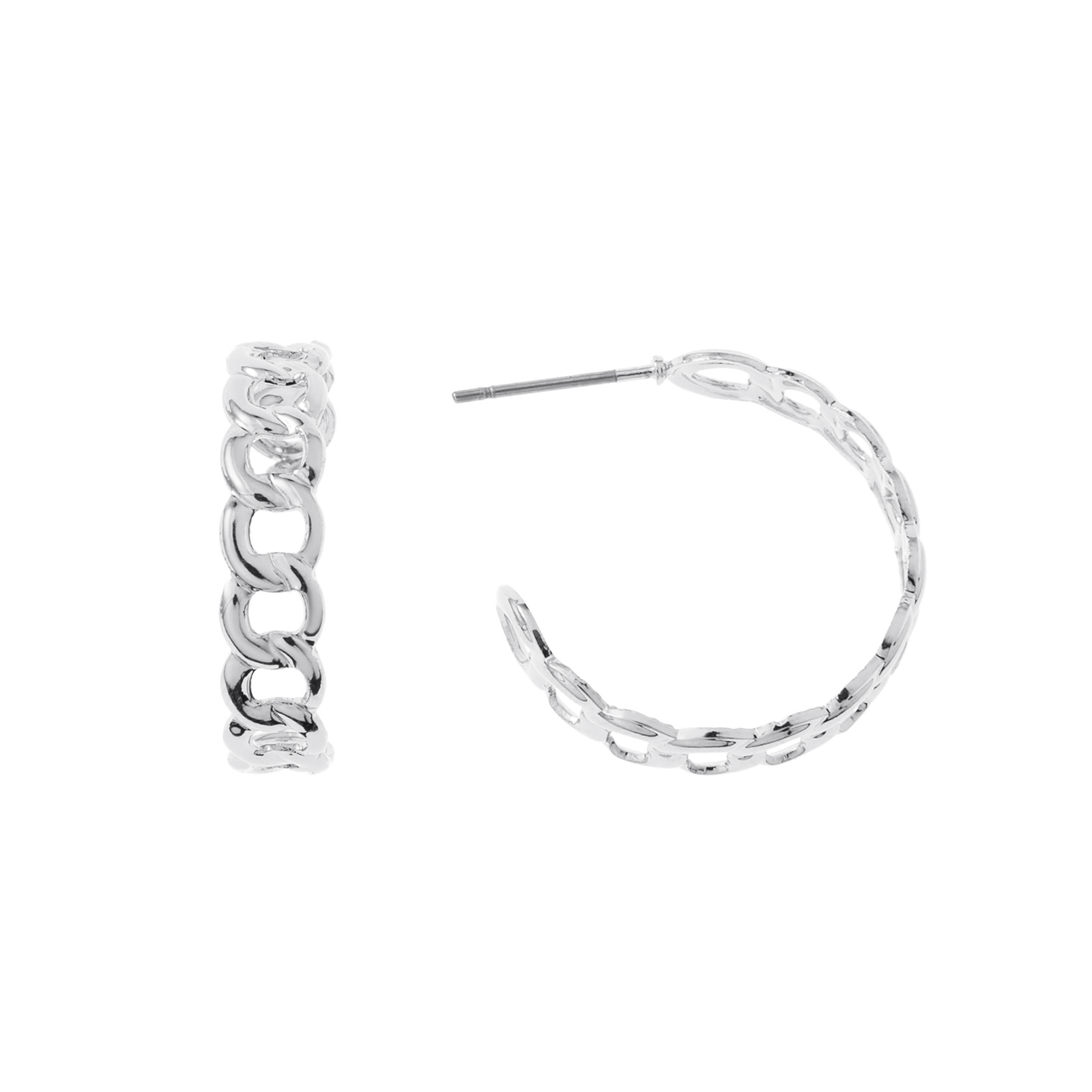 Silverfärgade örhängen, kedjeformade C-hoops - 0,5x2 cm