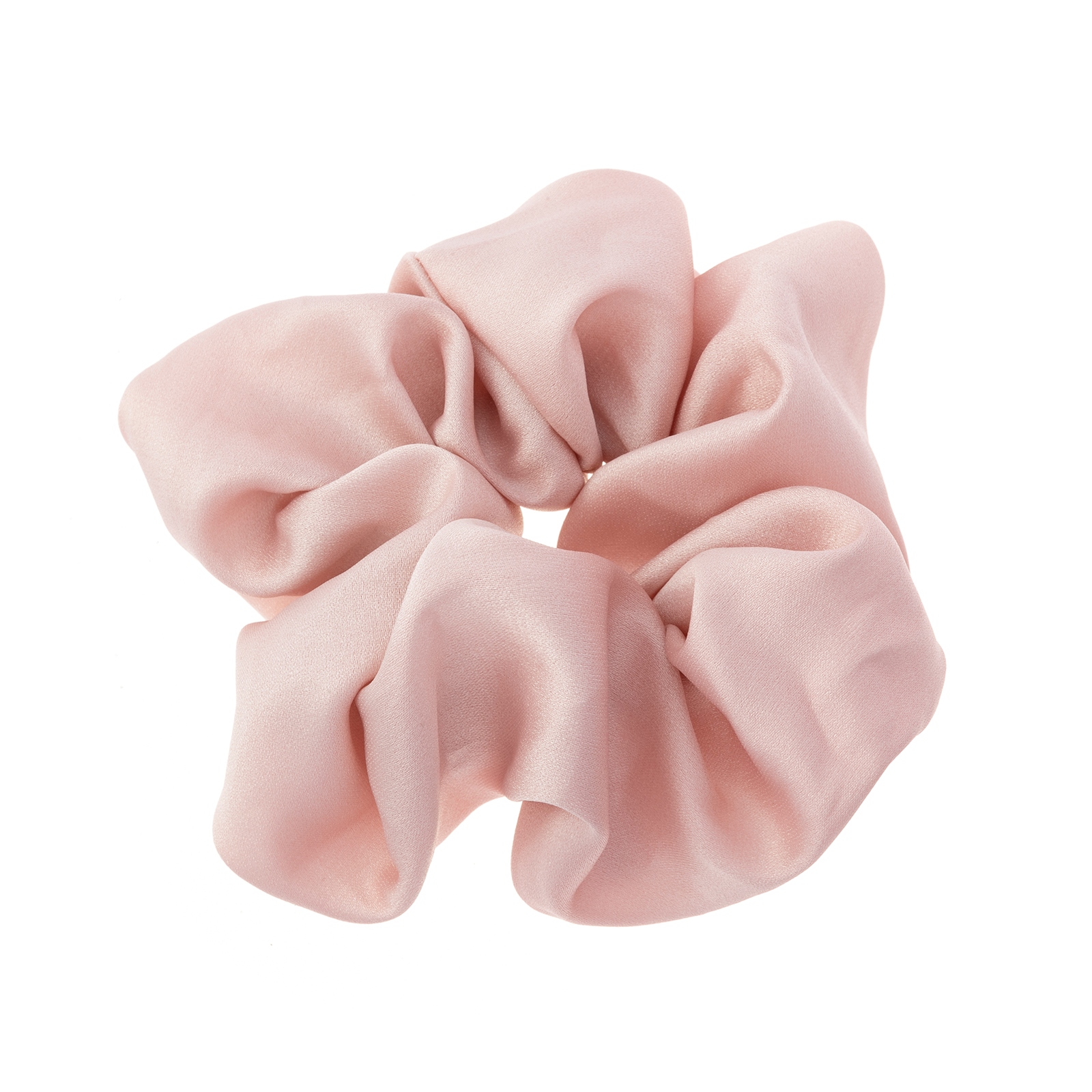 Ljusrosa hårsnodd, voluminös scrunchie i satin - 16cm