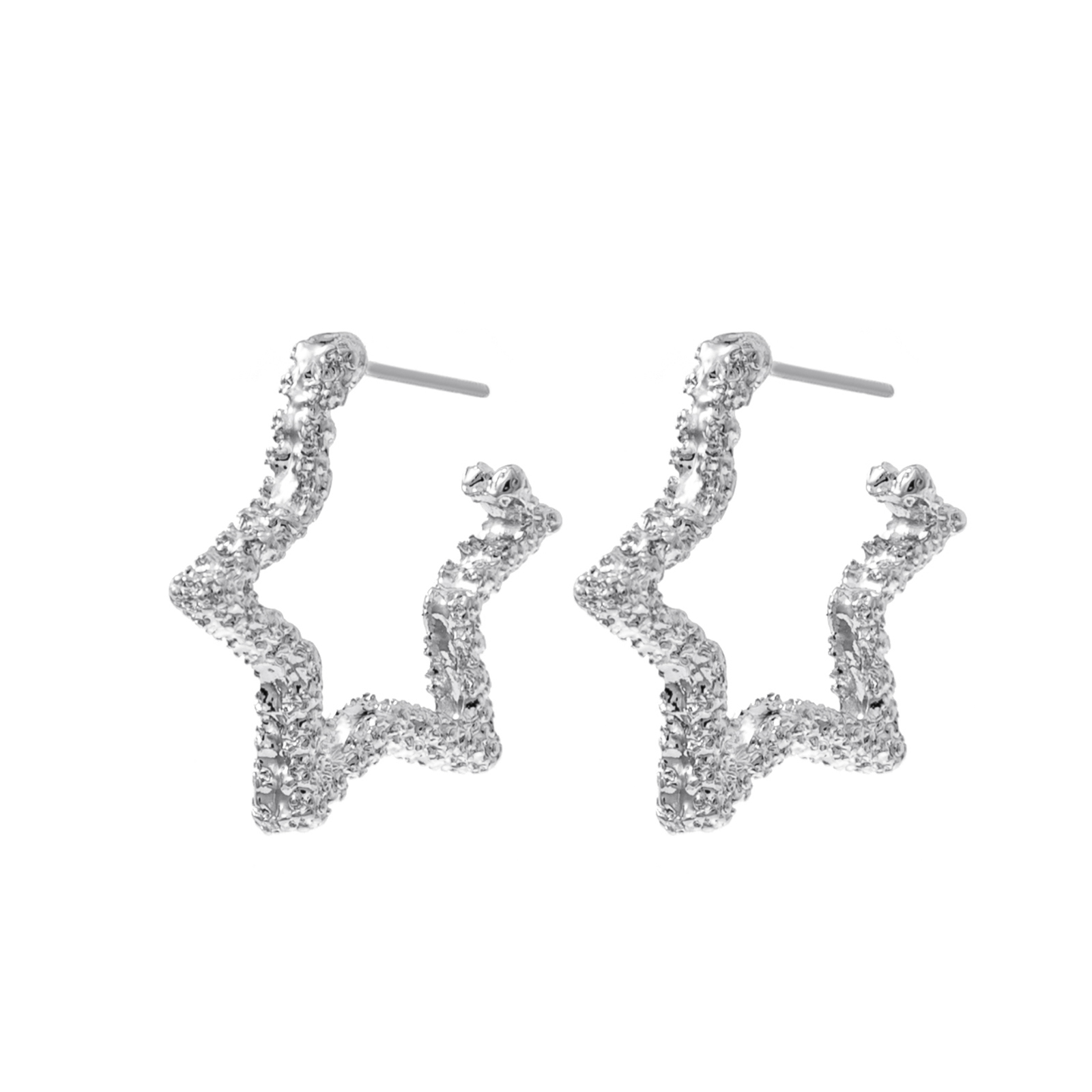Silverfärgade örhängen, stjärnformade hoops - 0,5x2 cm