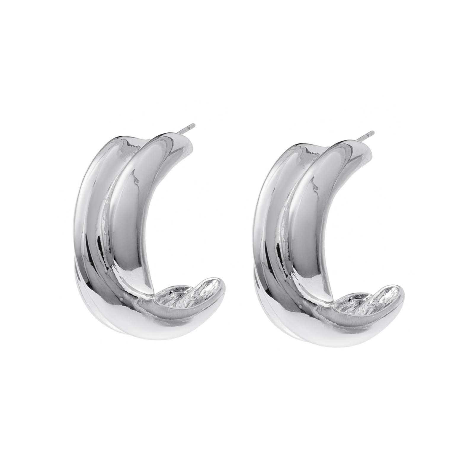 Silverfärgade örhängen, tvinnade C-hoops - 1,2x2 cm