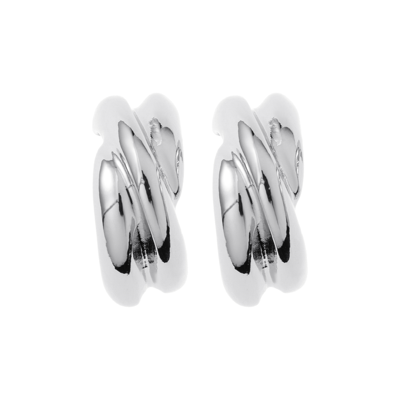 Silverfärgade örhängen, tvinnade C-hoops - 1,2x2 cm