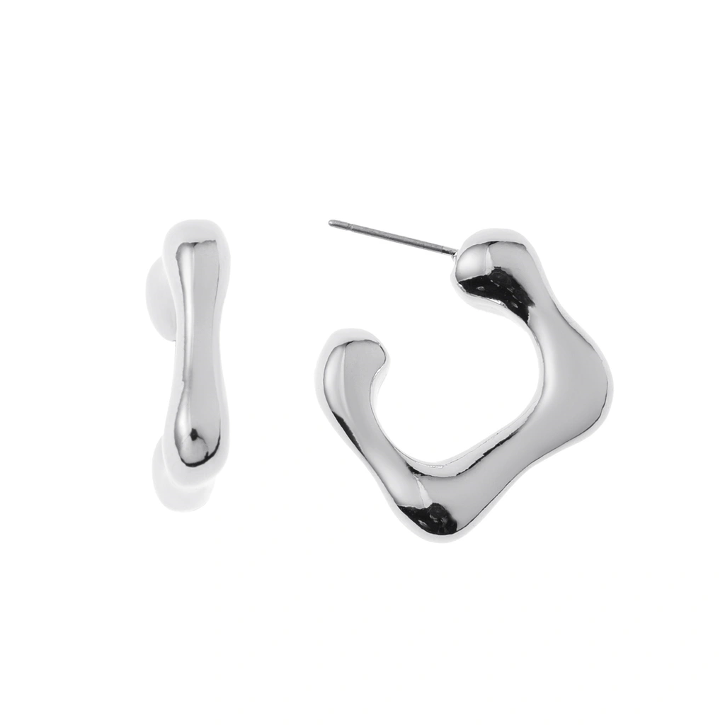 Silverfärgade örhängen, kvadratiska C-hoops - 0,5x1,5 cm