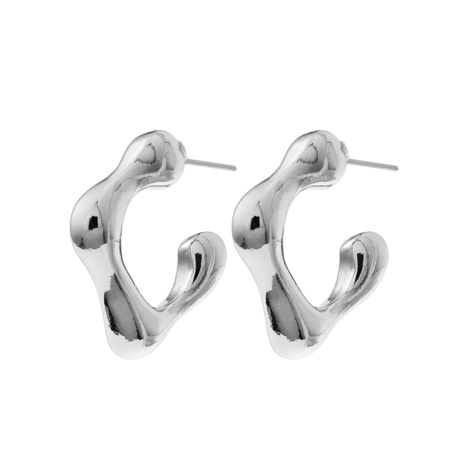 Silverfärgade örhängen, kvadratiska C-hoops - 0,5x1,5 cm