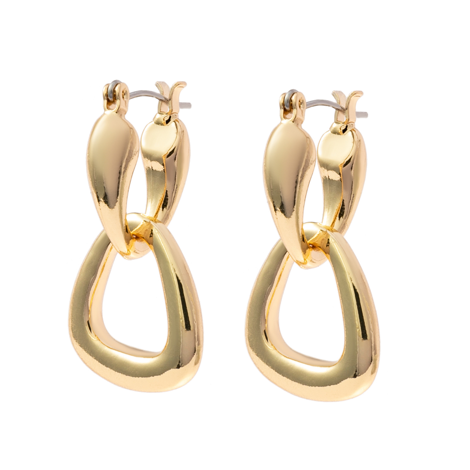 Guldfärgade örhängen, triangulära hoops - 1,5x3 cm