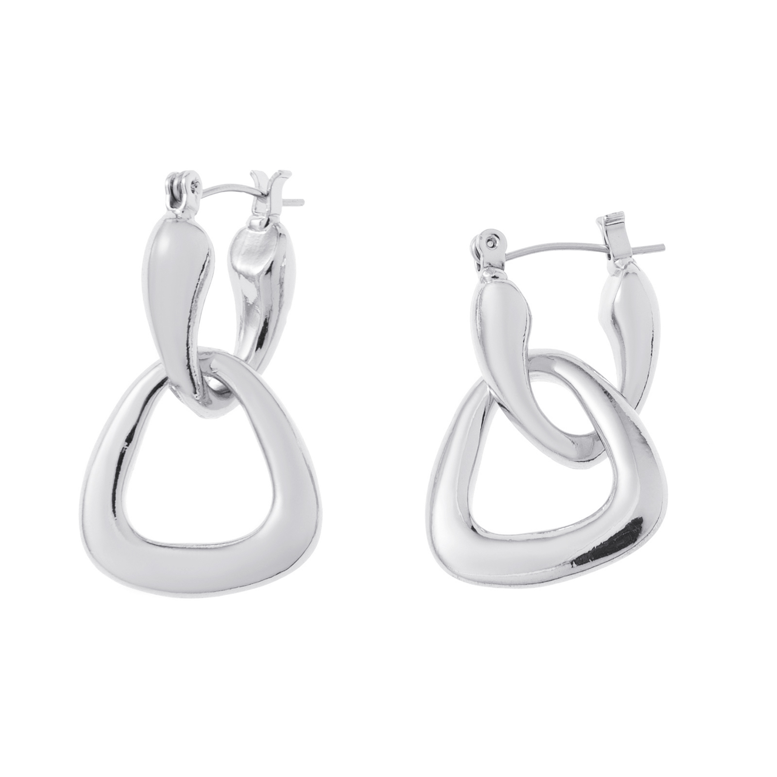 Silverfärgade örhängen, triangulära hoops - 1,5x3 cm