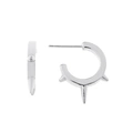 Silverfärgade örhängen, C-hoops med tre nitar - 1cm
