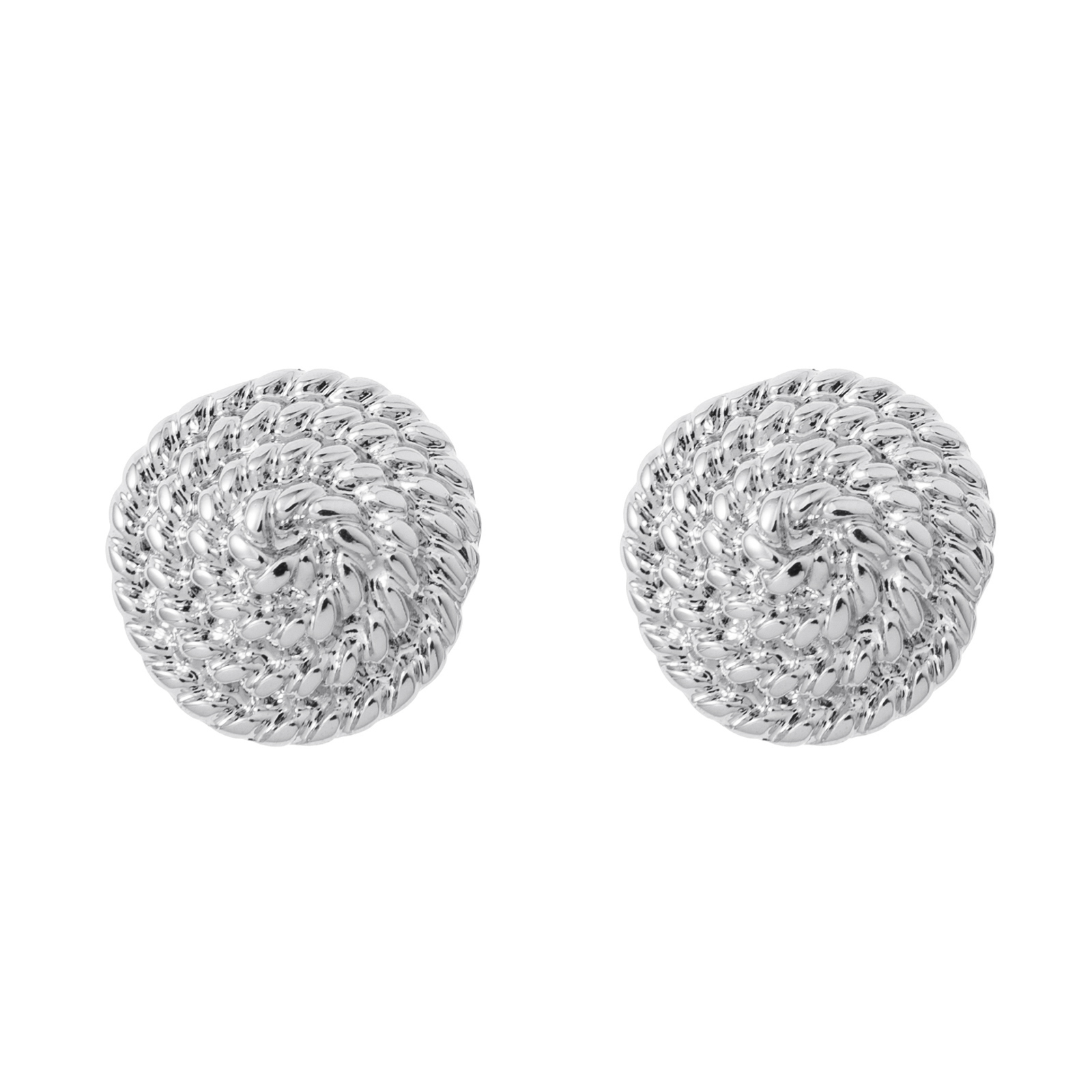 Silverfärgade örhängen, snurrade runda med klicklås - 2x2 cm