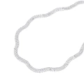 Silverfärgat halsband, vågig dubbelradig glaskristall - 42+7 cm