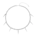 Silverfärgat halsband, grov länk med nitar - 42+7 cm