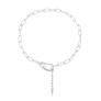Silverfärgat halsband, karbinlås och nit - 42 cm