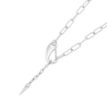 Silverfärgat halsband, karbinlås och nit - 42 cm