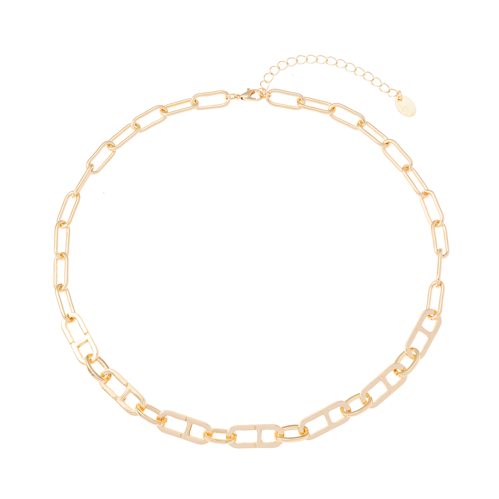 Guldfärgat halsband, pappersklämmelänk - 42+7 cm
