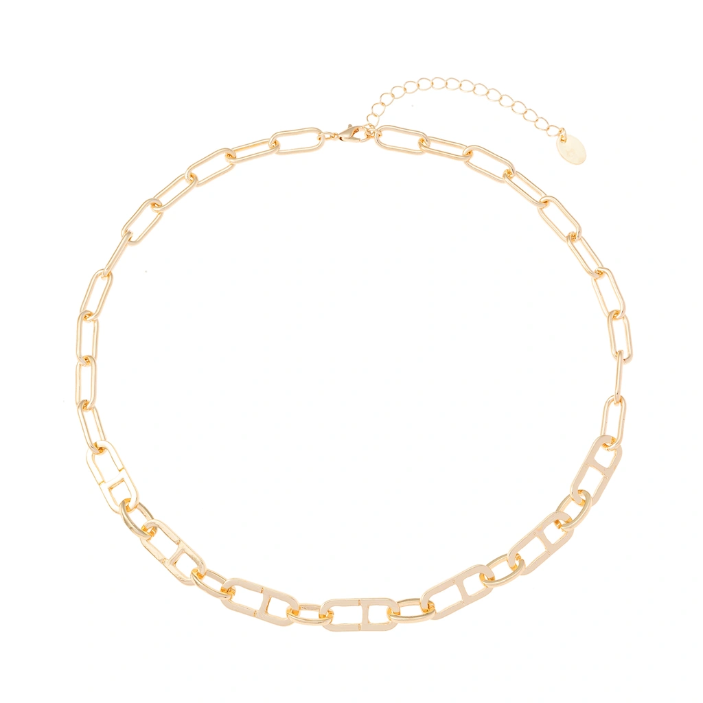 Guldfärgat halsband, pappersklämmelänk - 42+7 cm