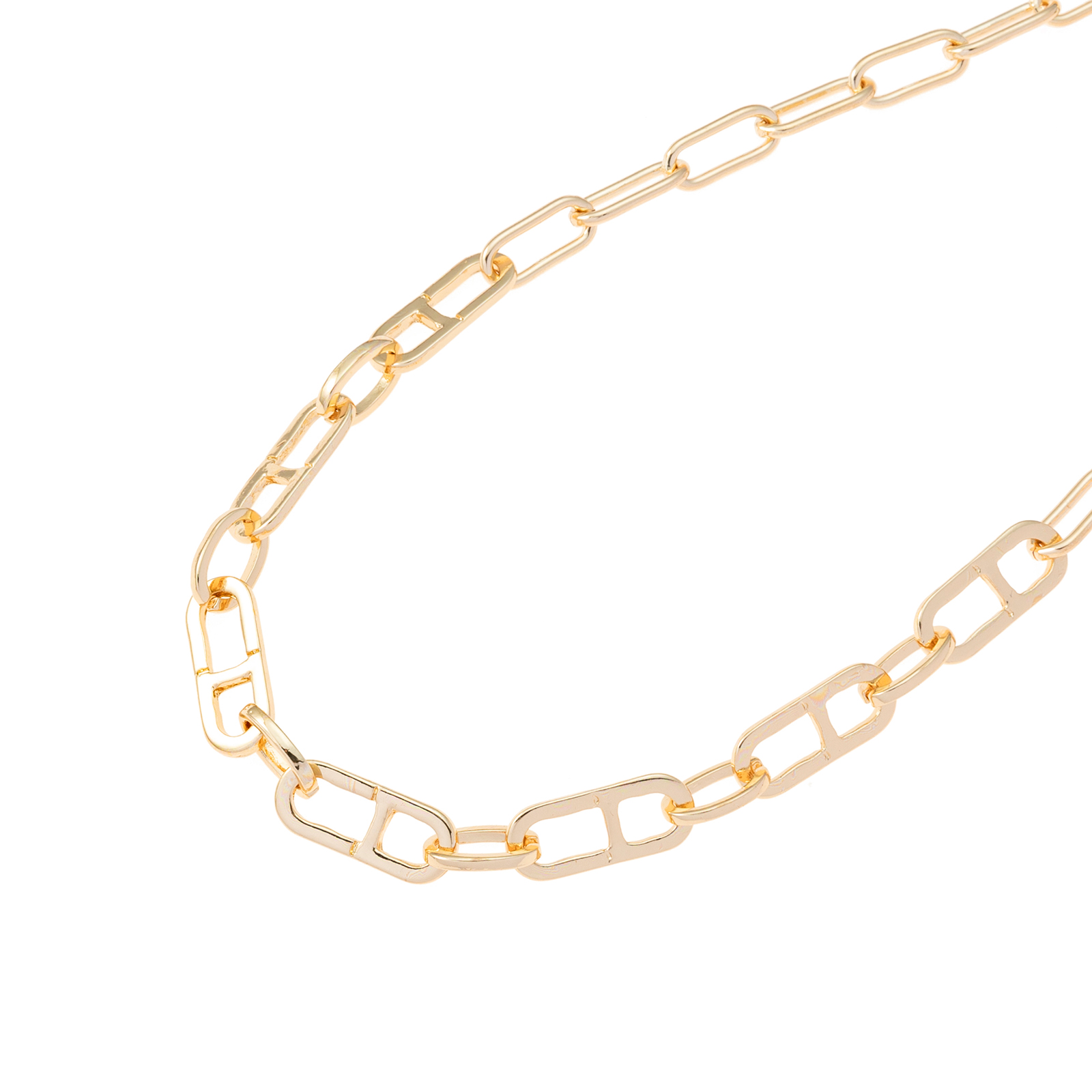 Guldfärgat halsband, pappersklämmelänk - 42+7 cm