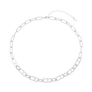 Silverfärgat halsband, pappersklämmelänk - 42+7 cm