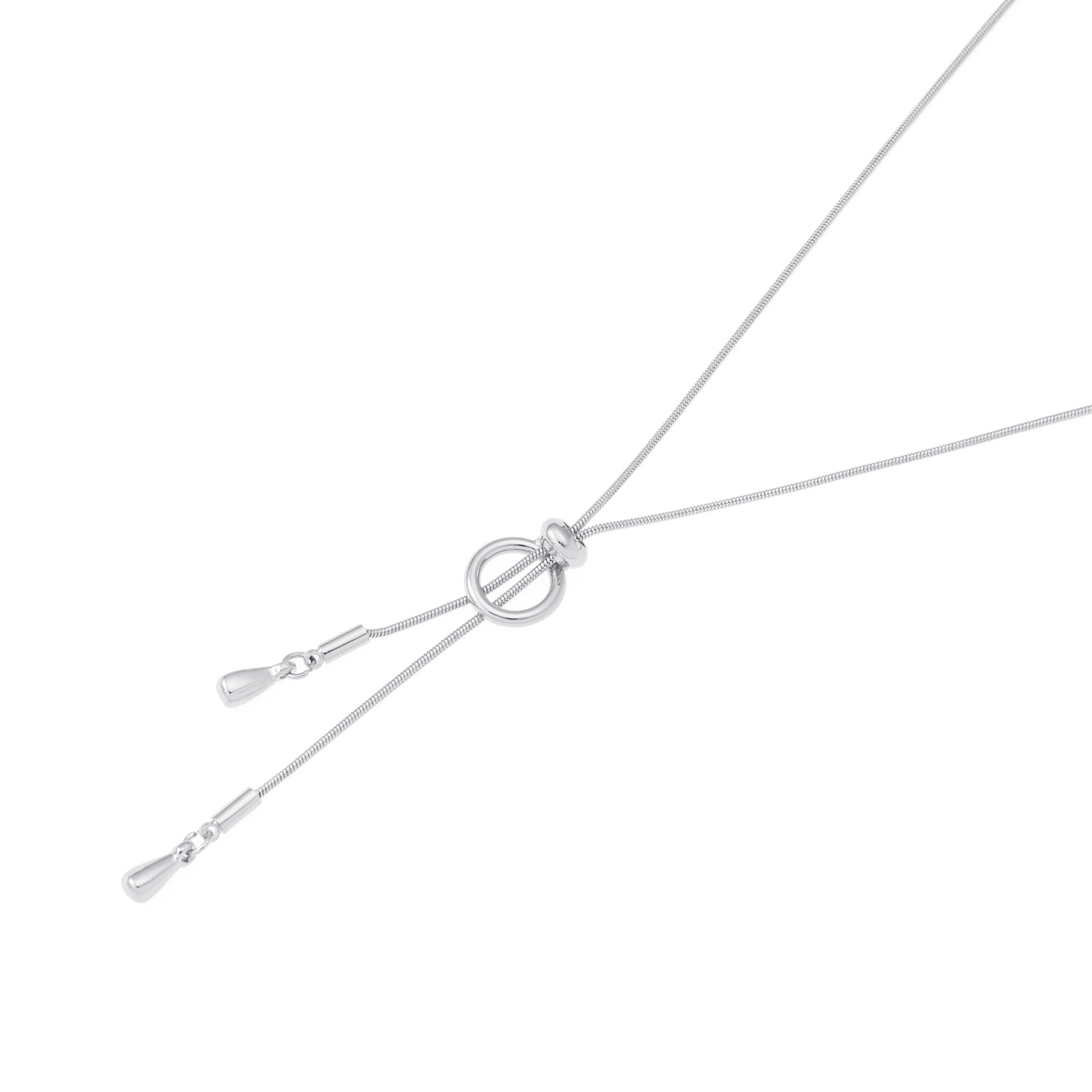 Silverfärgat halsband, ormkedja med justerbar ring