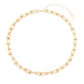 Guldfärgat halsband, hästskoformade länkar - 42+7 cm