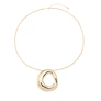Guldfärgat halsband, ormkedja med hammrad ring - 66+7 cm